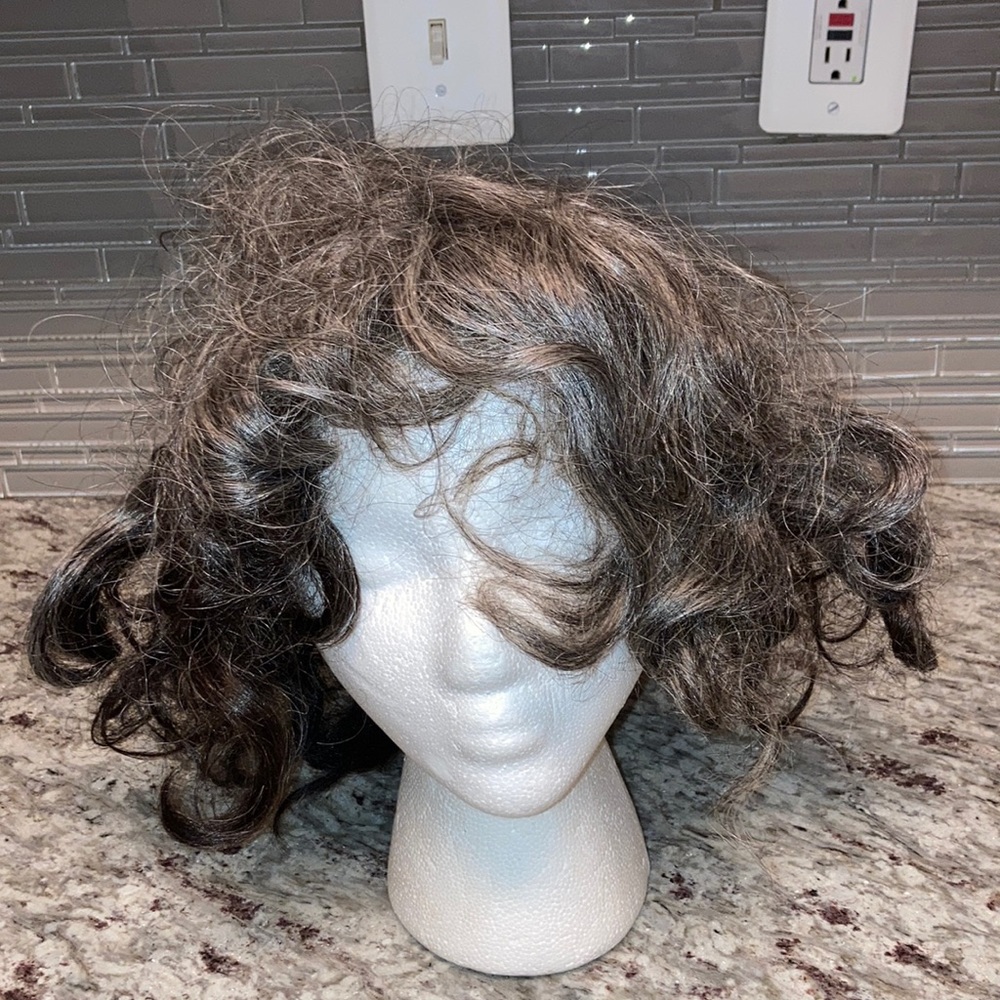 Gray wig with black on bottom back
